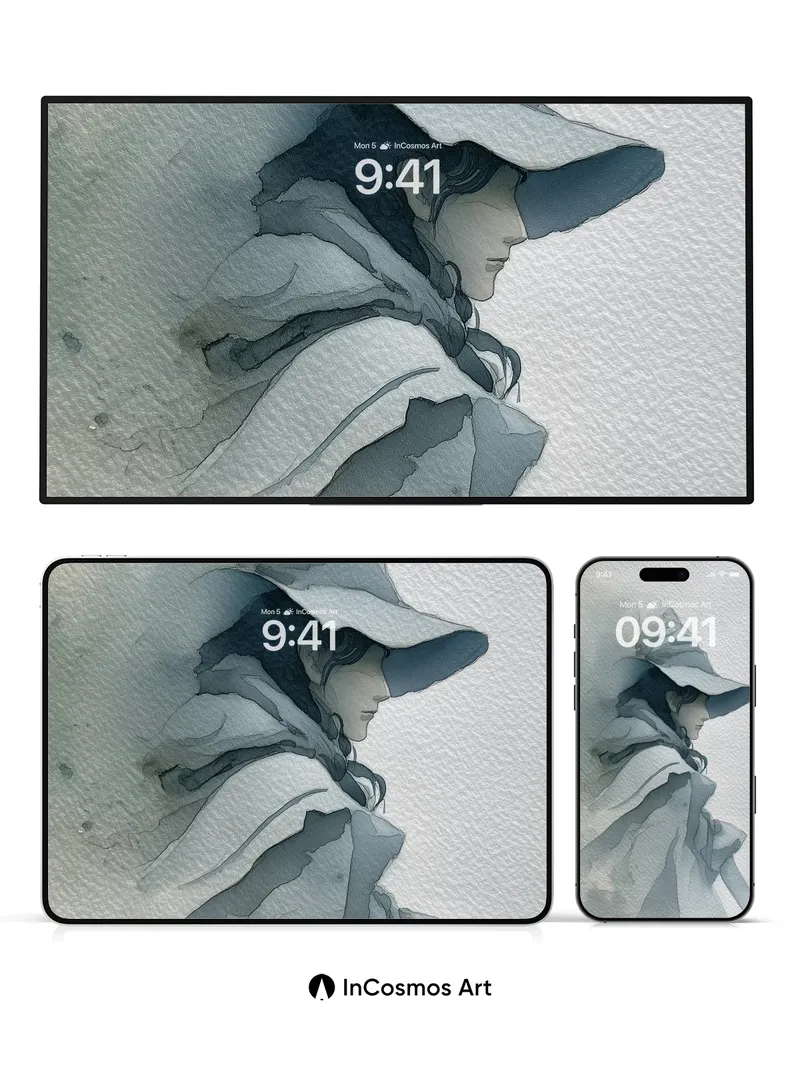 Whispering Cloak Wallpaper with Watercolor Mist