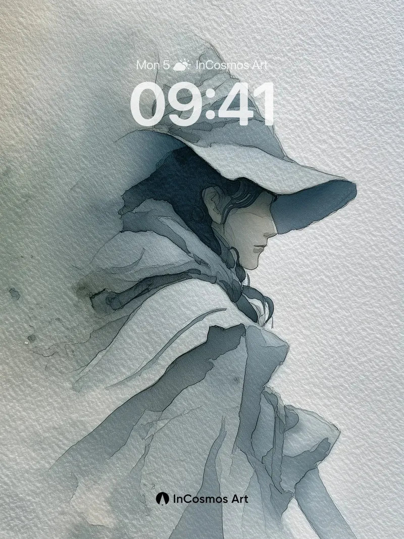 Whispering Cloak Wallpaper with Watercolor Mist