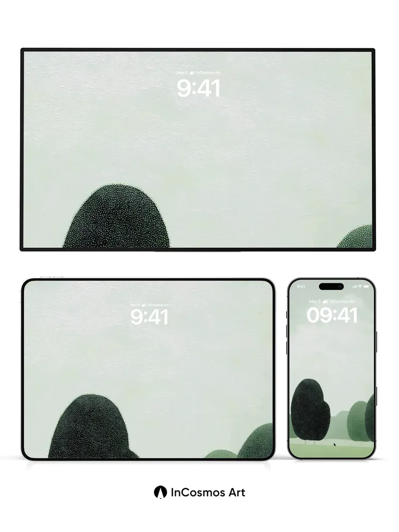 Mist-Silent Tree Wallpaper with Solitary Figure