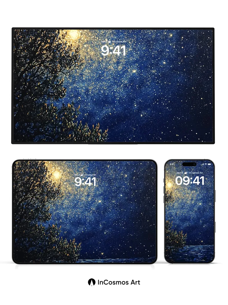 Stellar Hush Wallpaper with Moonlit Canopy