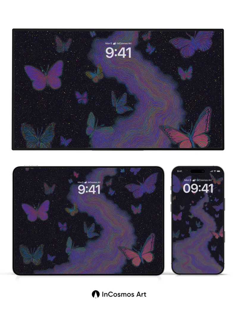 Cosmic Flutter Wallpaper with Nebula Veins