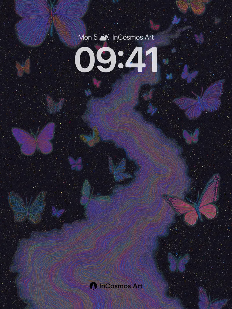 Cosmic Flutter Wallpaper with Nebula Veins