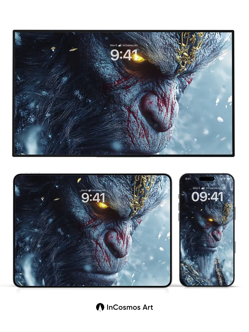 Frostbound Warrior Wallpaper with Golden Veins