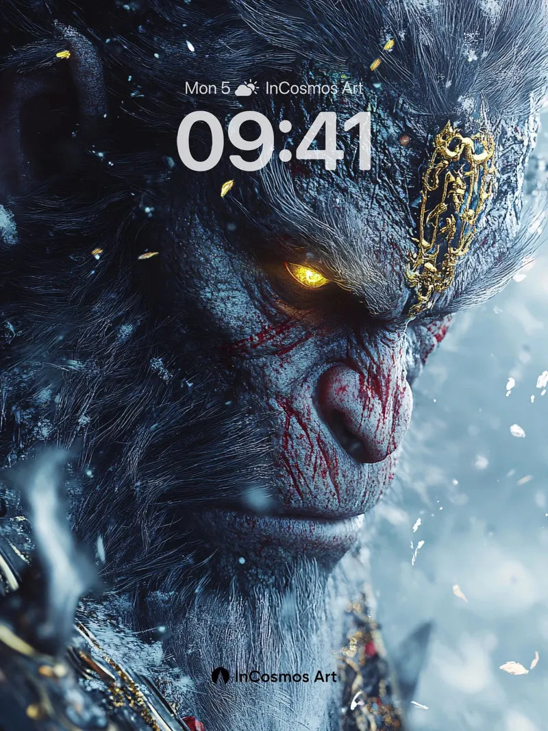 Frostbound Warrior Wallpaper with Golden Veins