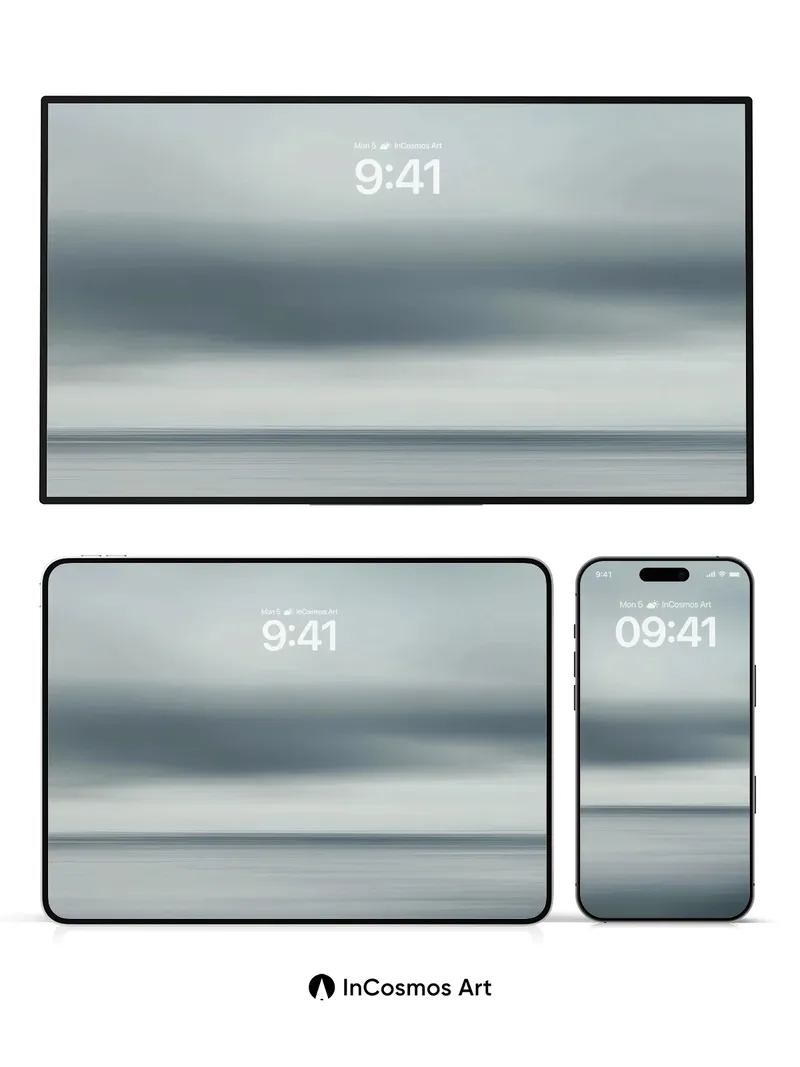 Still Horizon Wallpaper with Clouded Breath