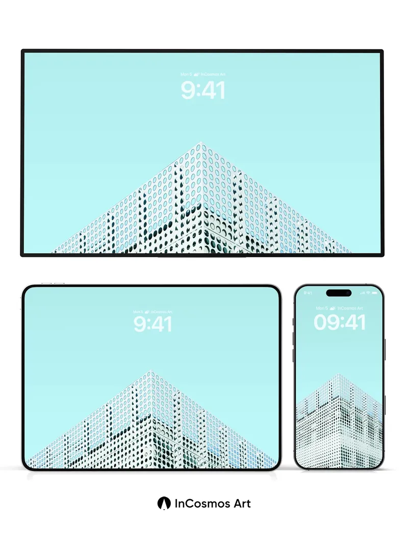 Calm Grid Wallpaper with Perforated Light