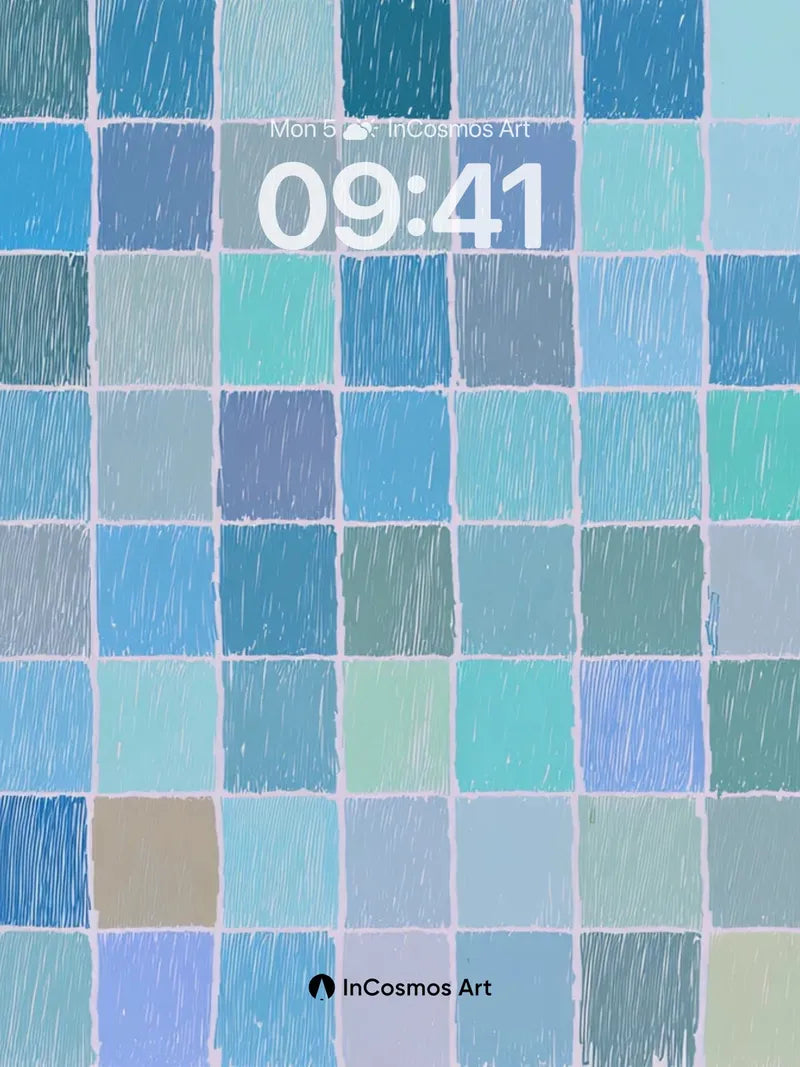 Serene Blue Tile Mosaic Wallpaper with Soft Hues wallpaper for iPhone, iPad & Mac