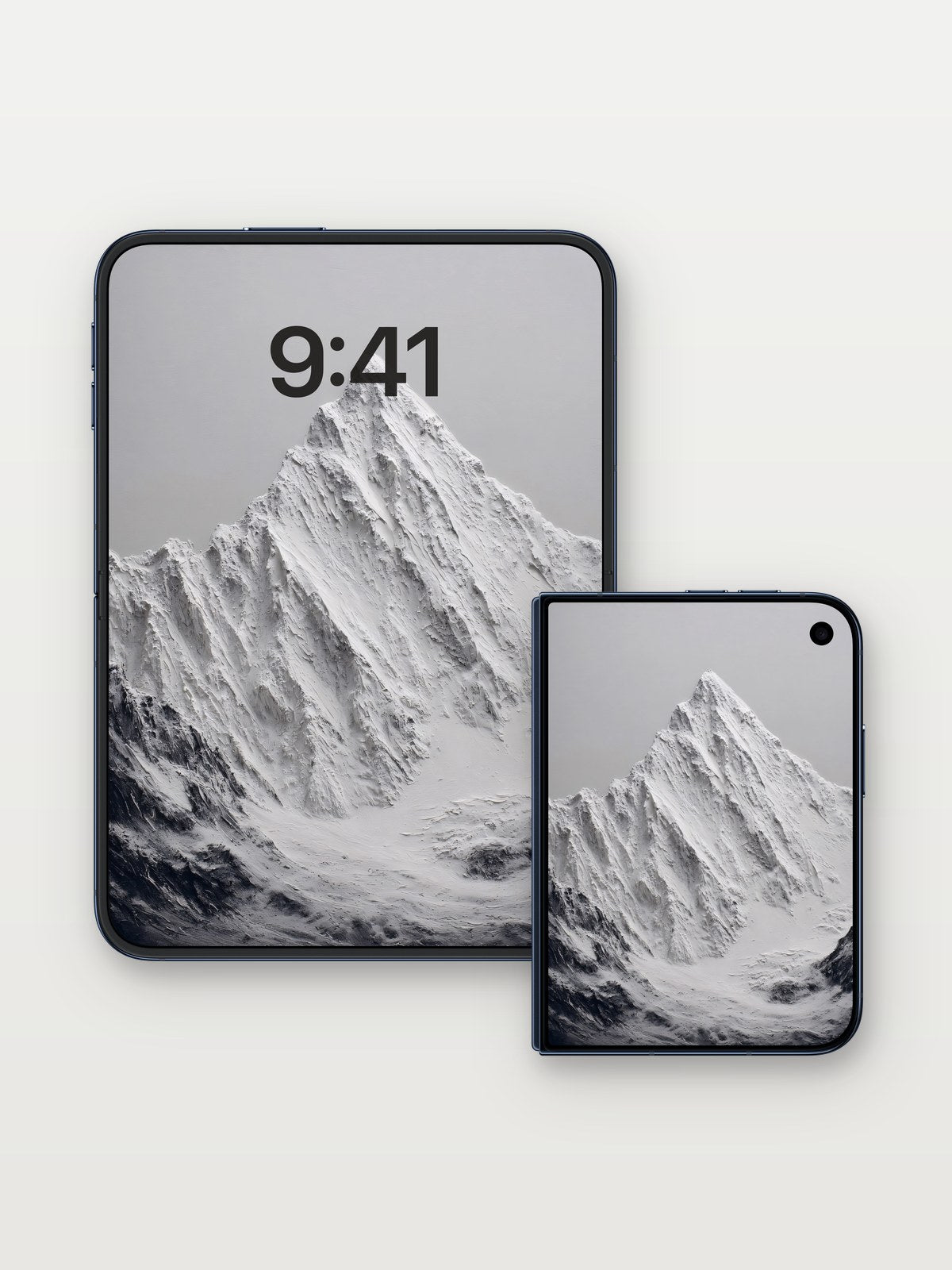 Frozen Peak Wallpaper Background on iPhone Duo, open and closed