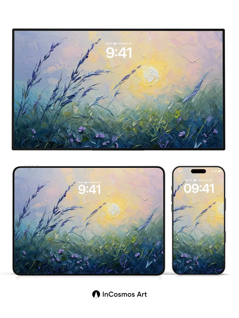 Serenity Meadow Wallpaper with Dusk Light