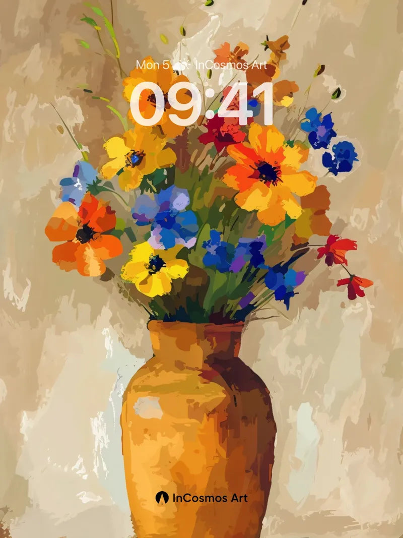 Sunlit Stillness Wallpaper with Golden Vase