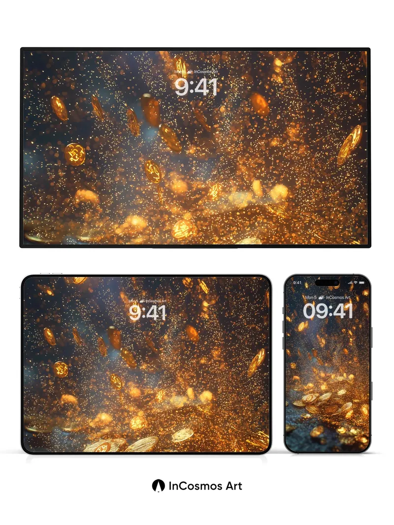 Golden Rain Wallpaper with Floating Coins