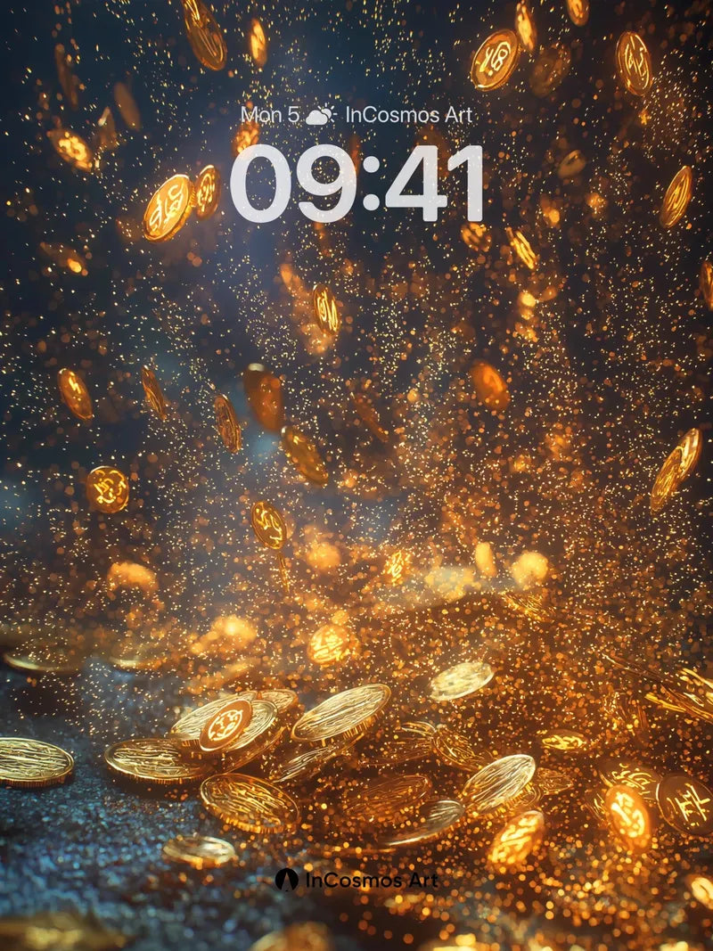 Golden Rain Wallpaper with Floating Coins