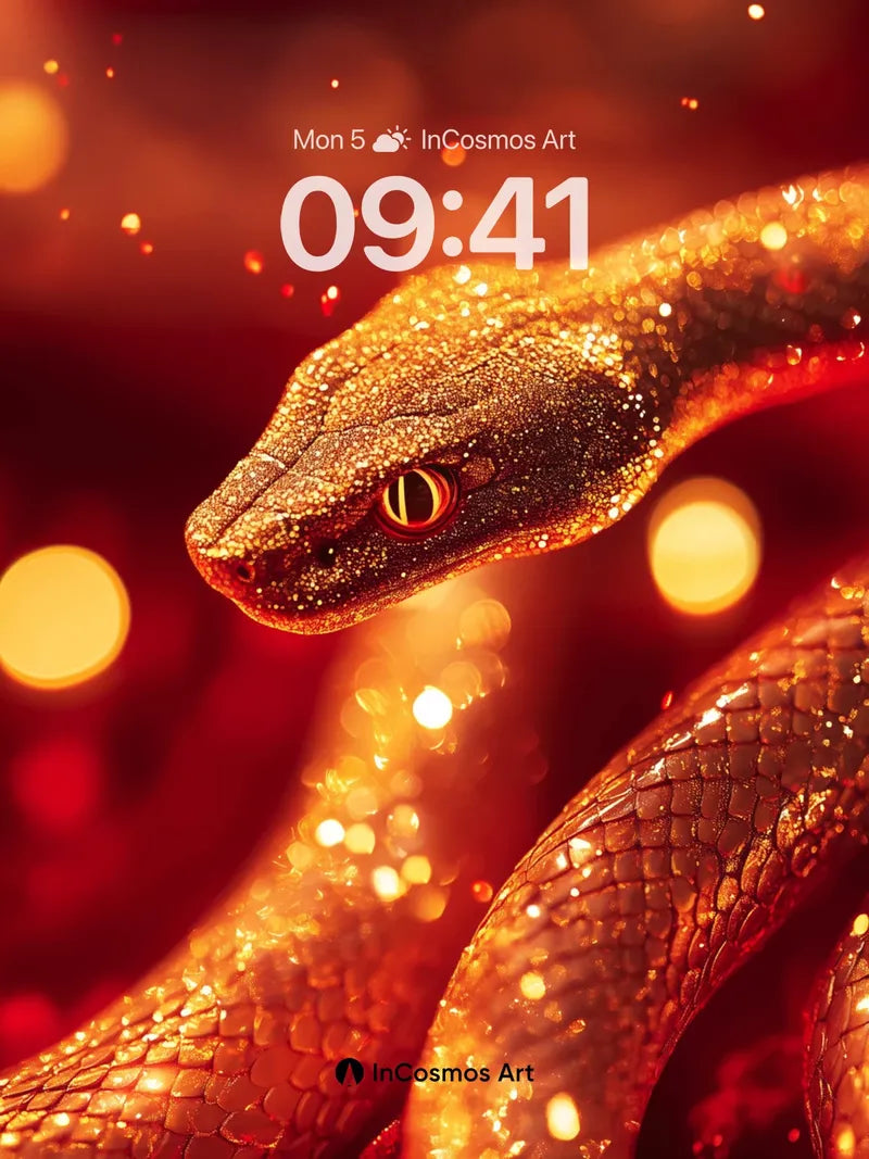 Ember Serpent Wallpaper with Golden Scales