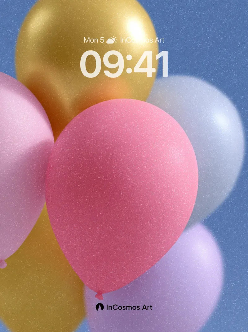 Floating Serenity Wallpaper with Pastel Balloons wallpaper for iPhone, iPad & Mac