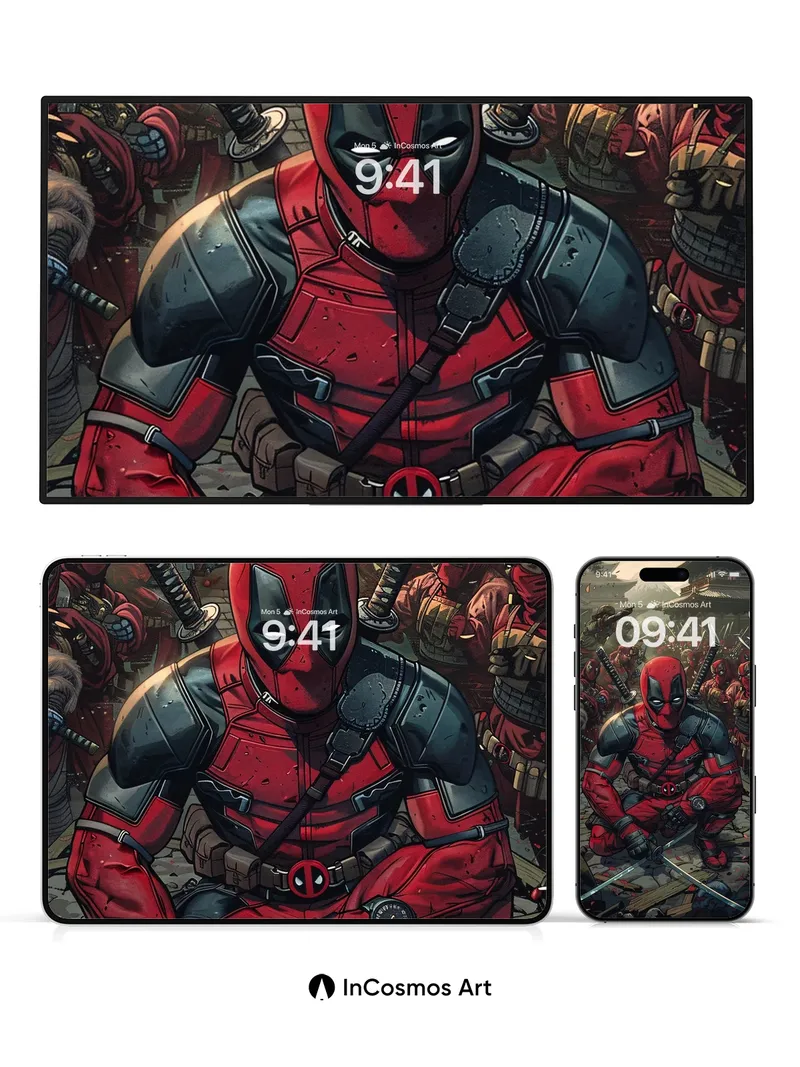 Steel-Clad Samurai Wallpaper with Bloodied Blades