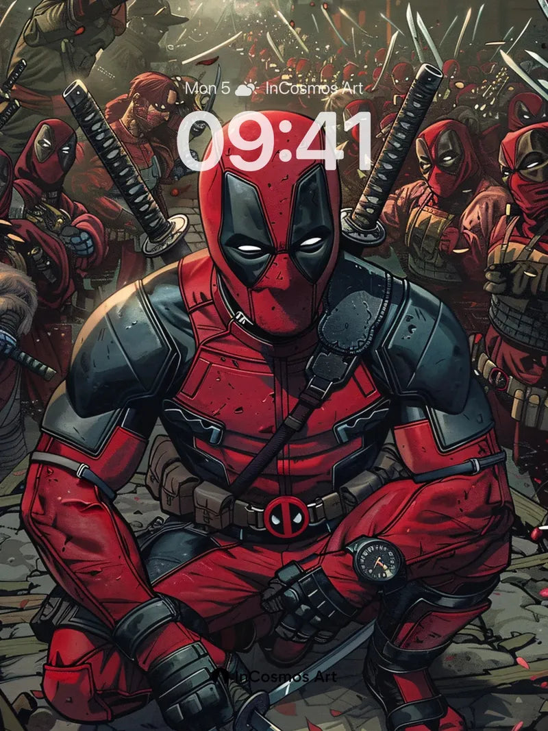 Steel-Clad Samurai Wallpaper with Bloodied Blades