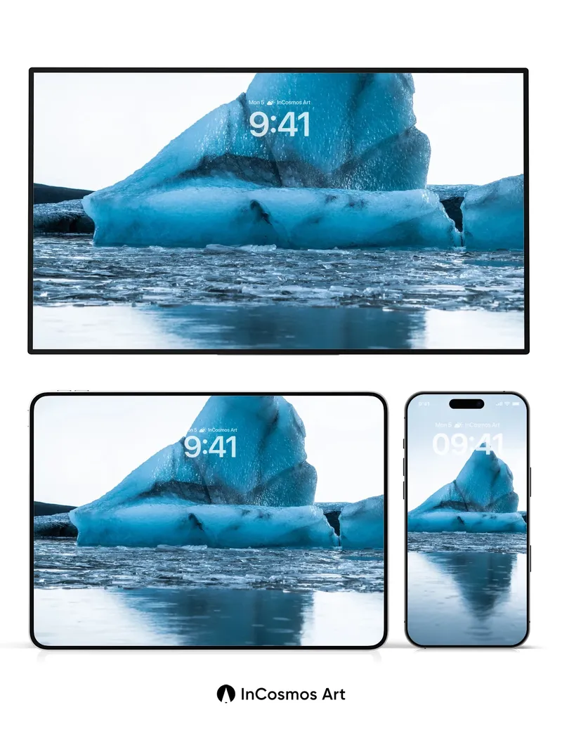 Serene Glacier Wallpaper with Liquid Reflections