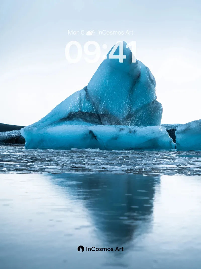 Serene Glacier Wallpaper with Liquid Reflections
