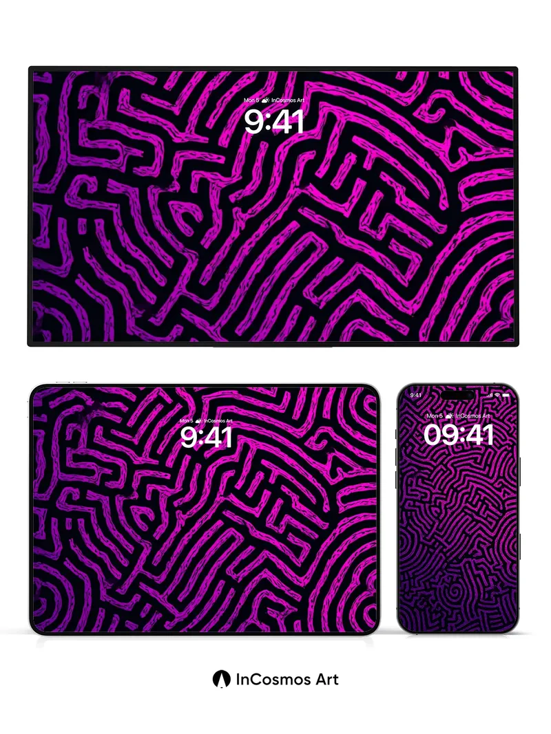 Labyrinthine Pulse Wallpaper with Neon Veins