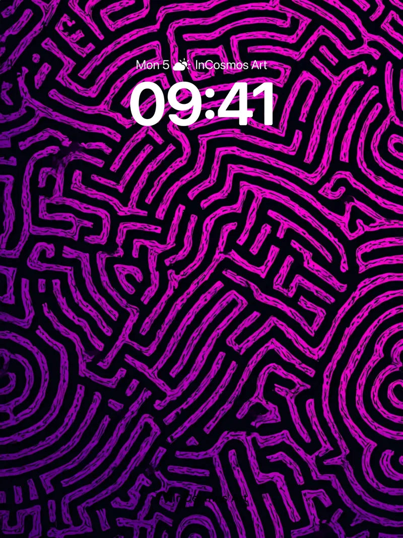 Labyrinthine Pulse Wallpaper with Neon Veins