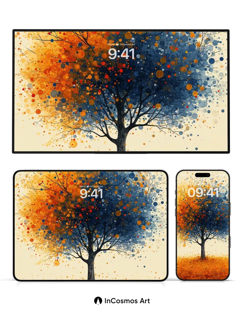 Autumn Whirlpool Wallpaper with Polka-Dot Canopy