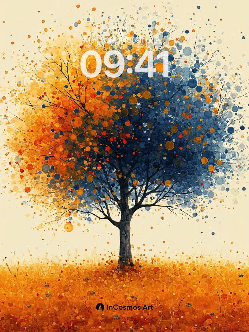 Autumn Whirlpool Wallpaper with Polka-Dot Canopy