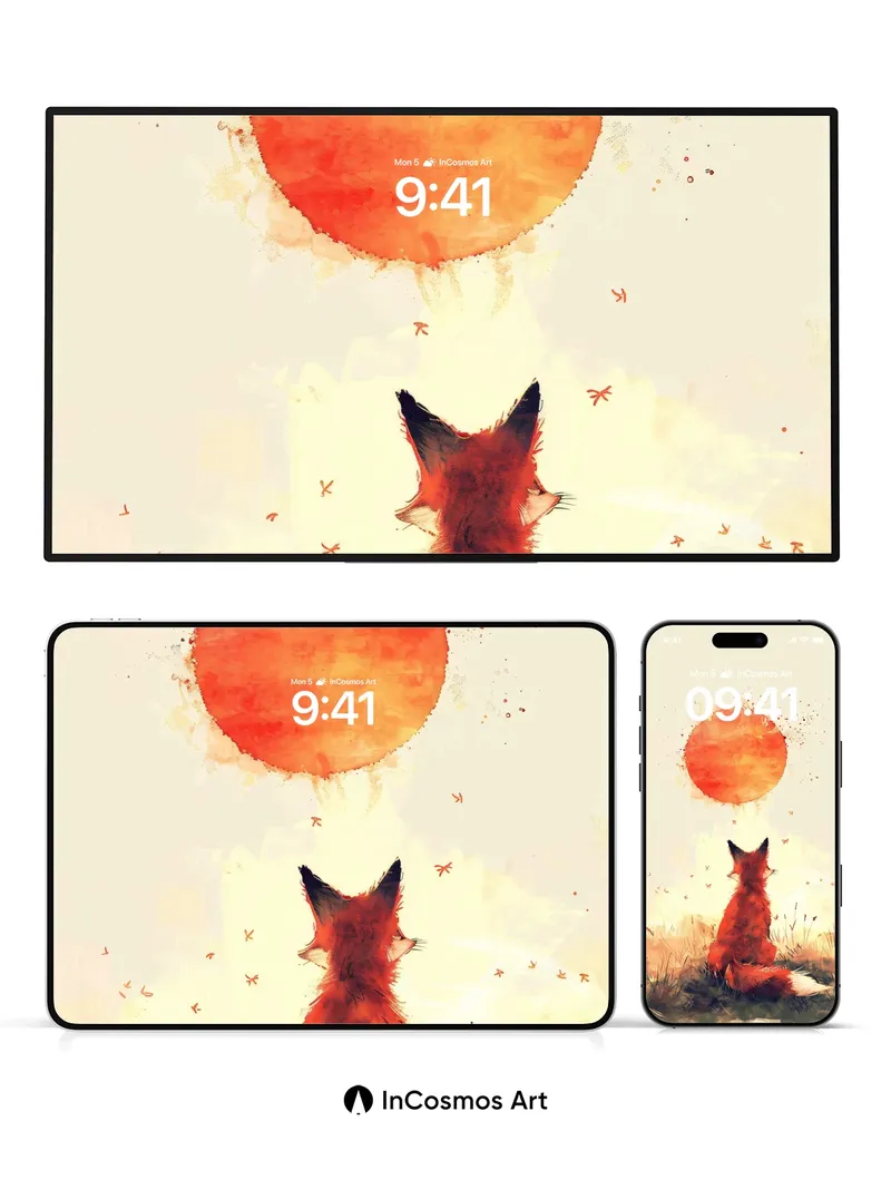 Serenity Fox Wallpaper with Sun Halo