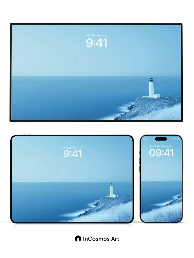 Calm Horizon Wallpaper with Frosted Cliff Edge