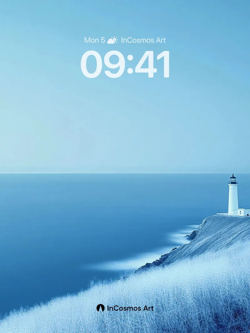 Calm Horizon Wallpaper with Frosted Cliff Edge