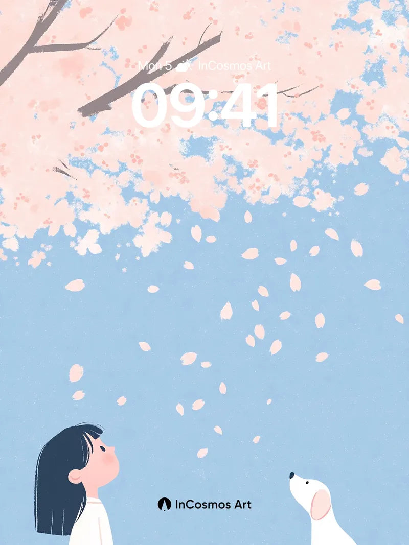 Serenity in Cherry Petal Wallpaper with Floating Whispers wallpaper for iPhone, iPad & Mac