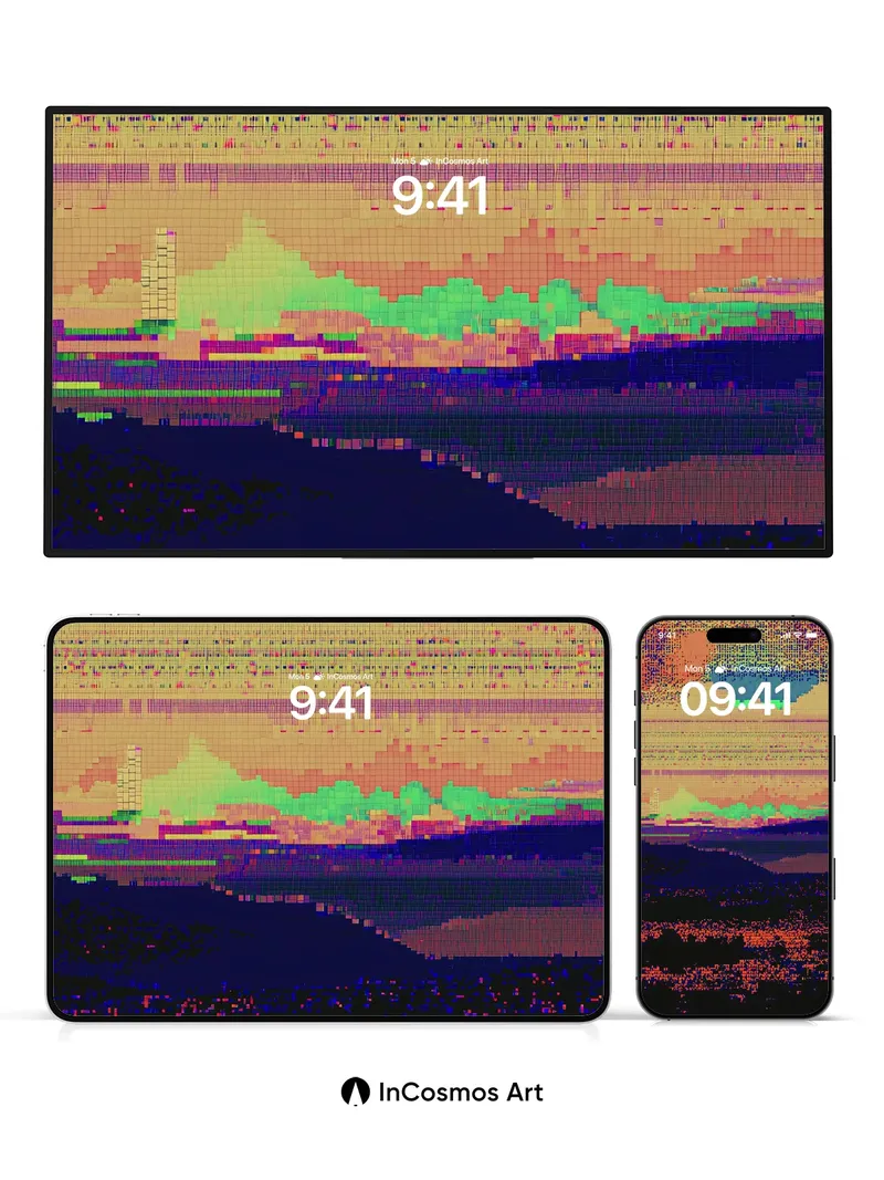 Pixel Storm Wallpaper with Glitch Horizon