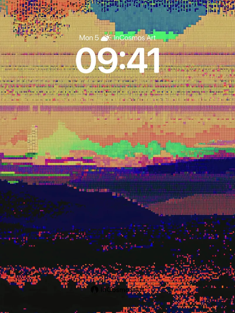 Pixel Storm Wallpaper with Glitch Horizon