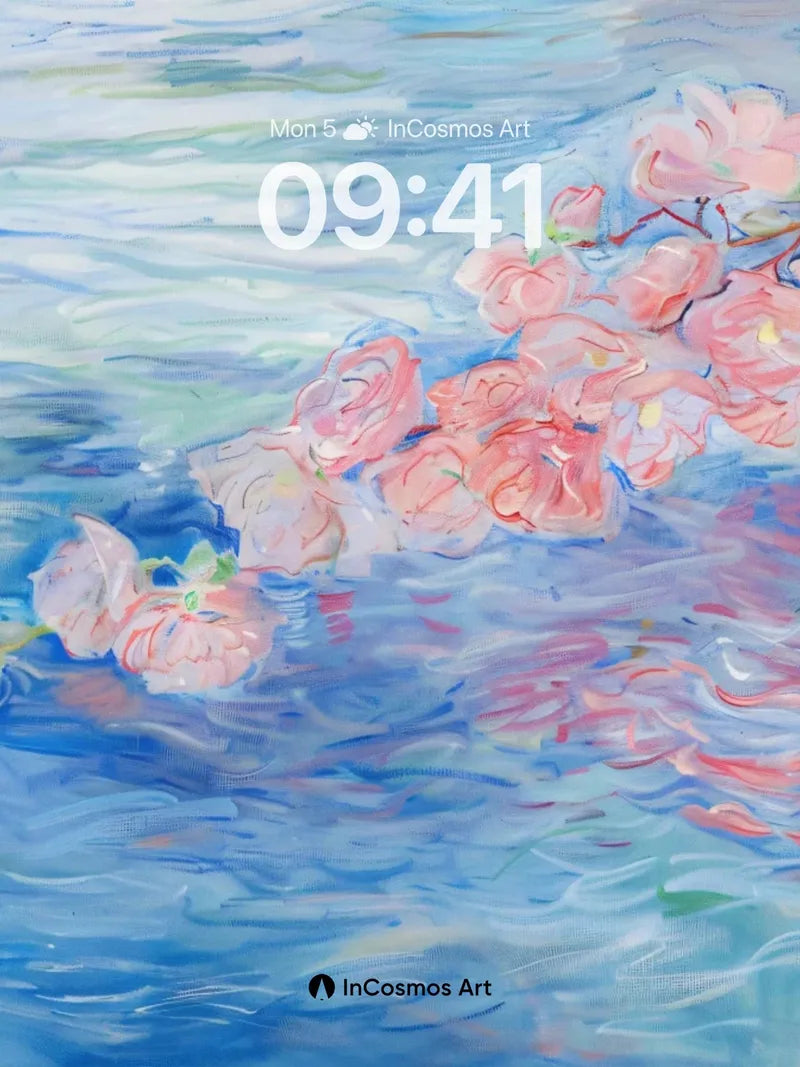 Serene Bloom Wallpaper with Floating Petals