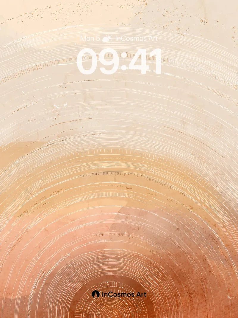 Copper Bloom Wallpaper with Etched Circles