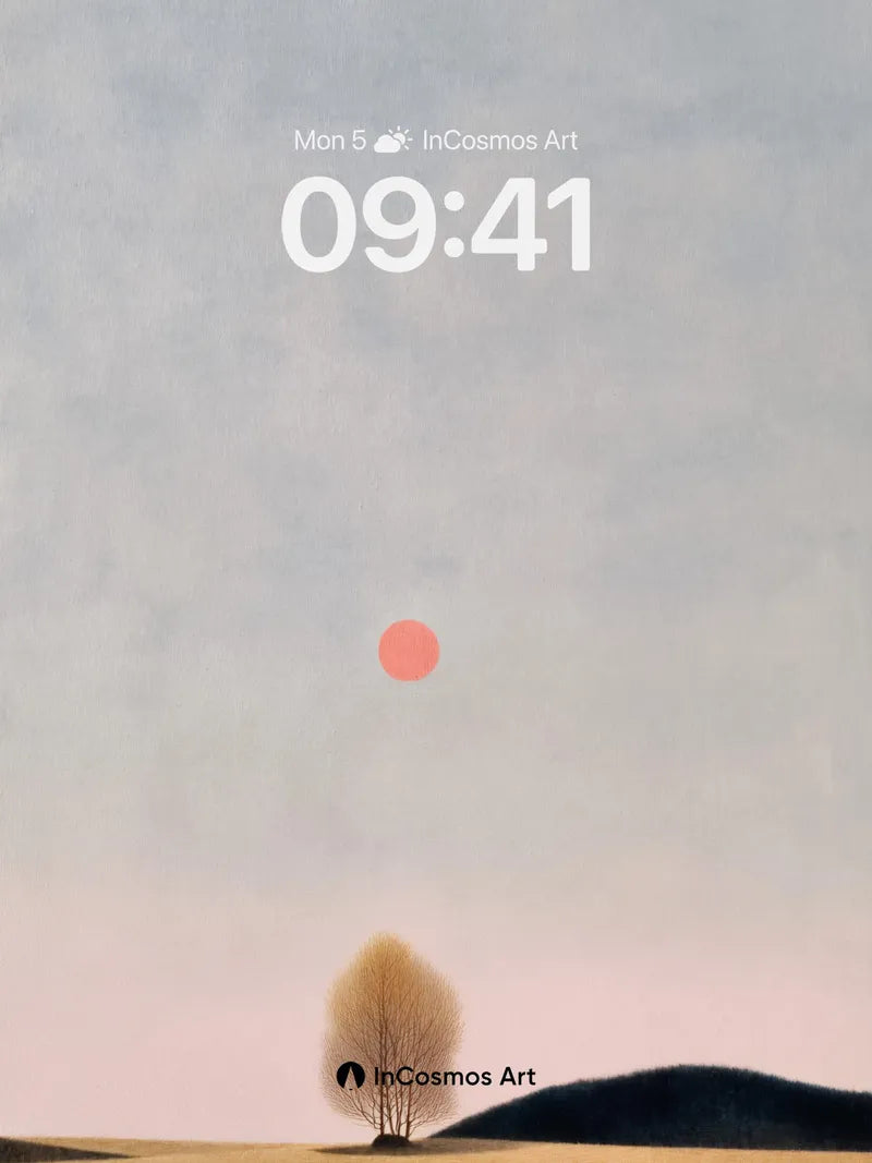 Solitary Tree Wallpaper in Soft Haze wallpaper for iPhone, iPad & Mac