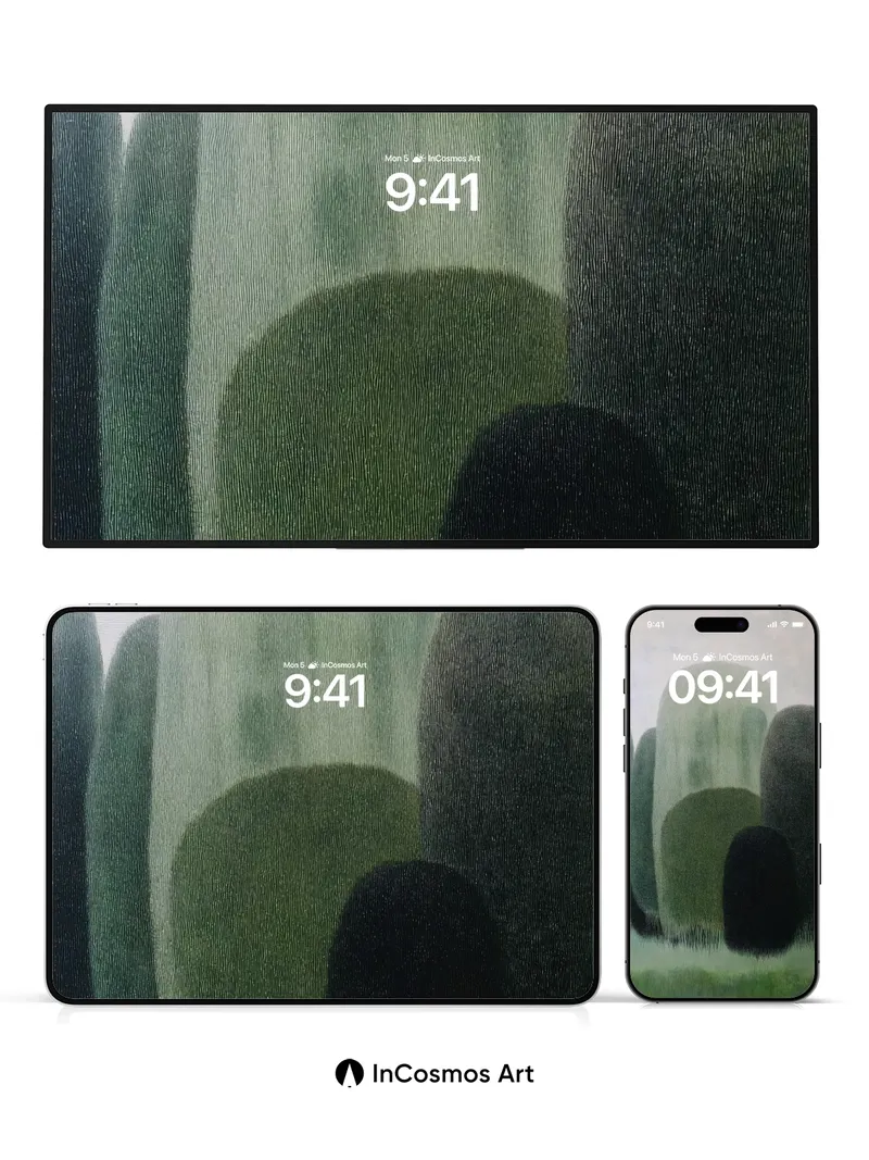 Mist-Wrapped Forest Wallpaper with Ethereal Silhouettes