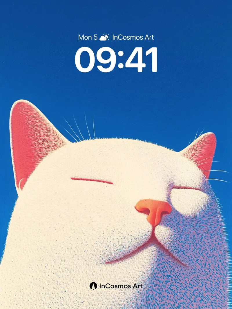Serene Sky Cat Wallpaper with Soft Fur Glow wallpaper for iPhone, iPad & Mac