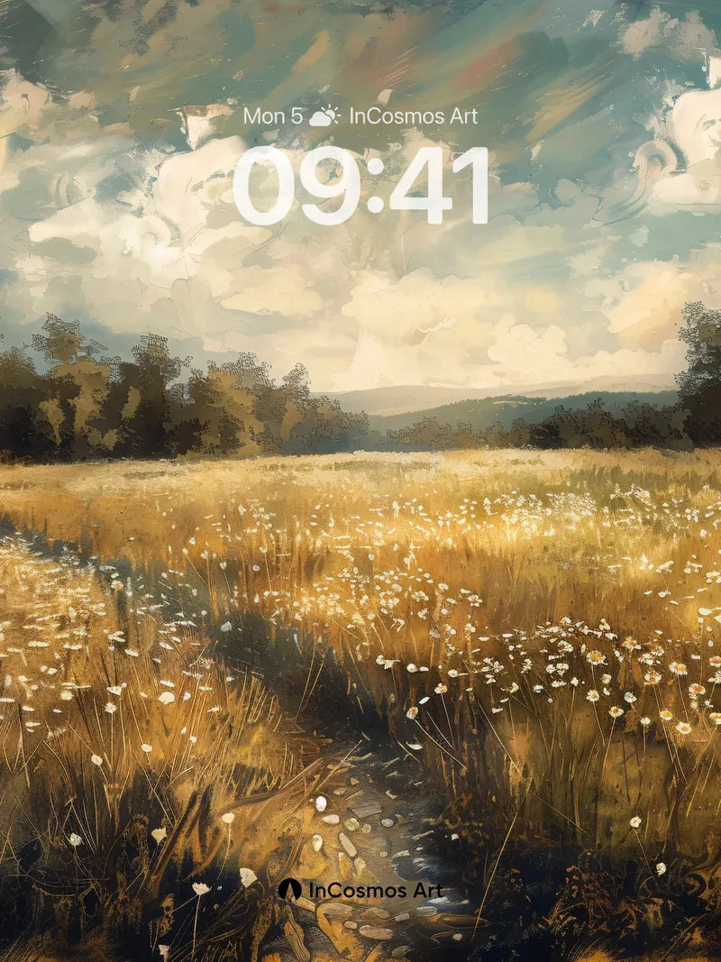 Golden Hush Wallpaper with Dandelion Trails