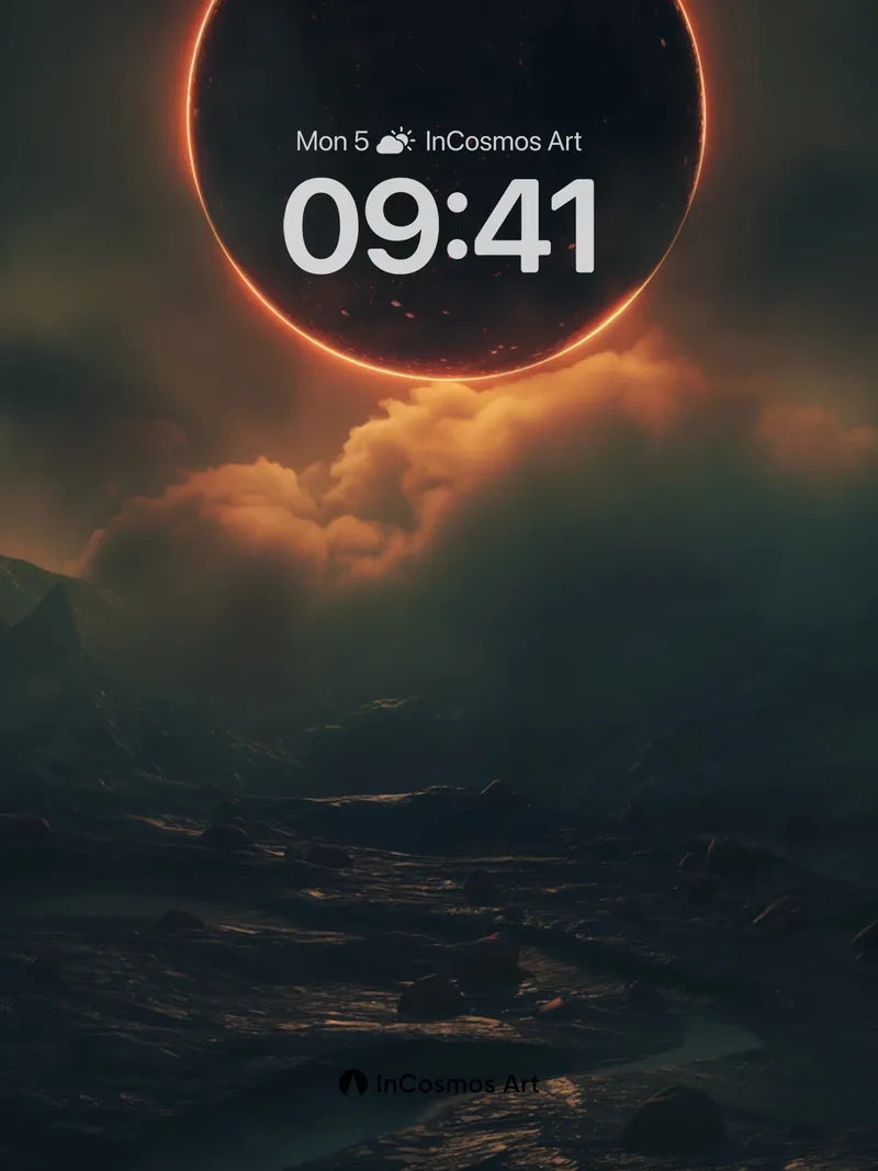 Eclipse Veil Wallpaper with Cosmic Fire