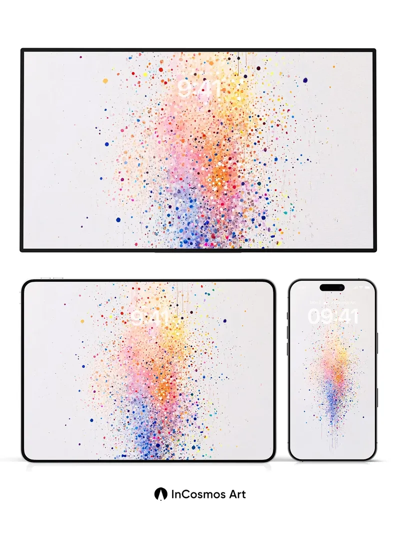 Cosmic Burst Wallpaper with Floating Particles