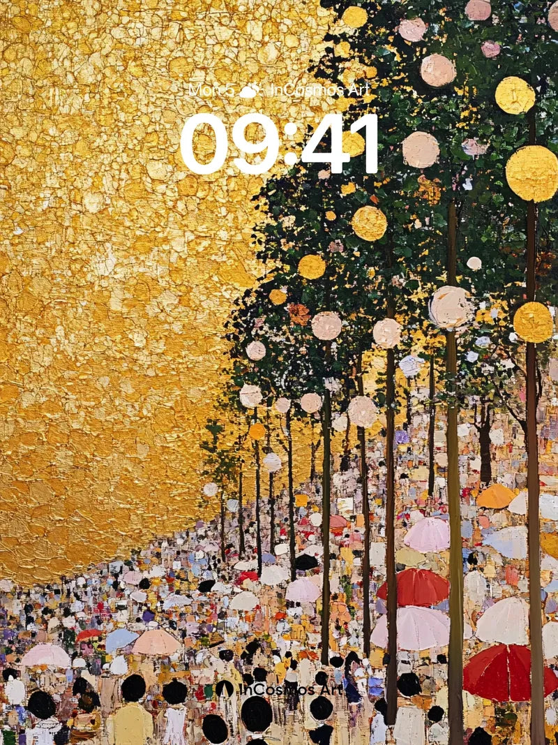 Golden Grove Wallpaper with Umbrella Canopy wallpaper for iPhone, iPad & Mac