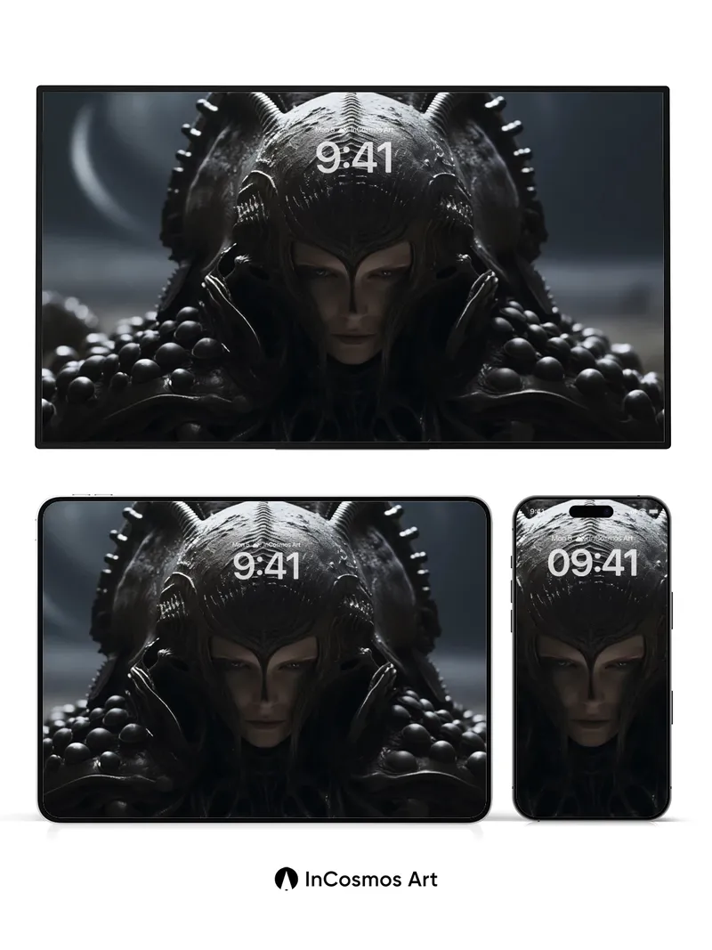 Obsidian Seraph Wallpaper with Living Armor