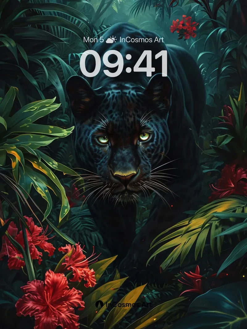 Shadowed Jungle Wallpaper with Emerald Eyes