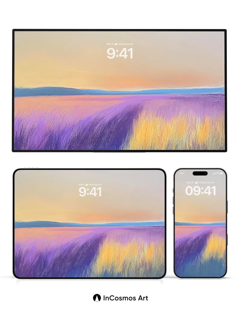 Serenity Field Wallpaper with Dusk Hues