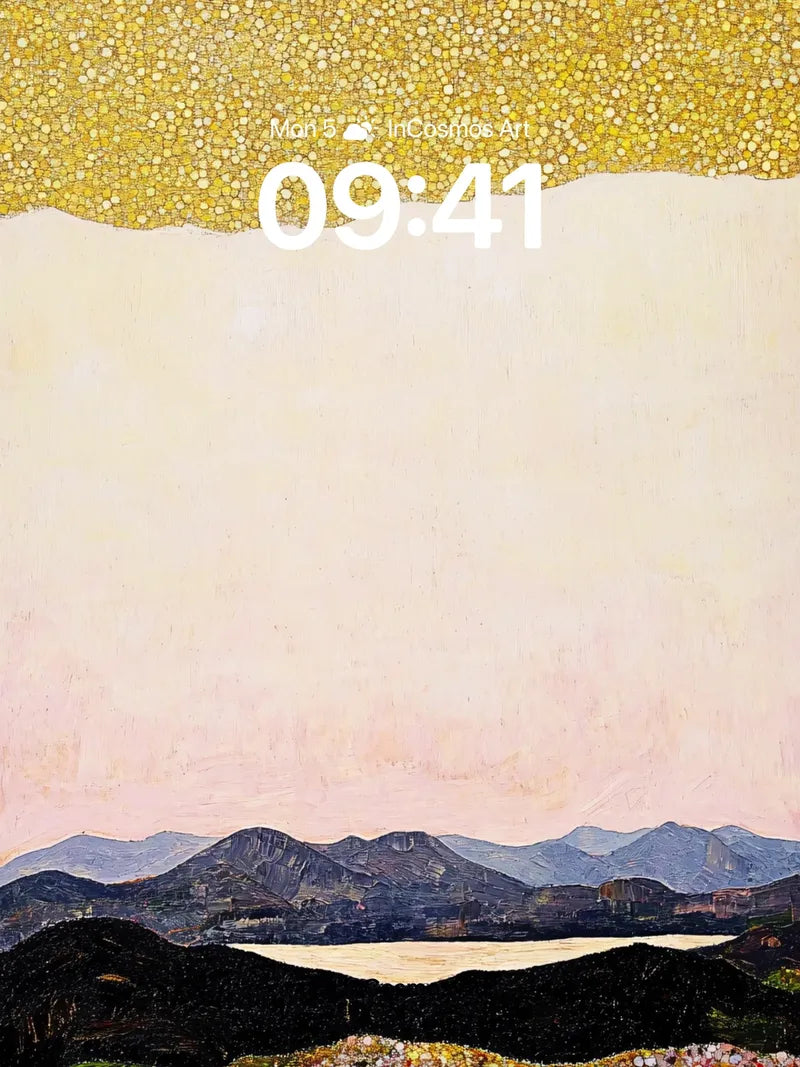 Golden Dotted Horizon Wallpaper with Mountain Hush wallpaper for iPhone, iPad & Mac