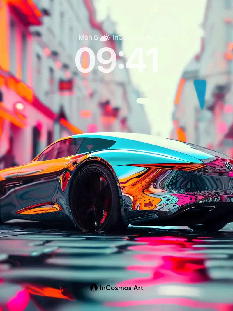 Neon Pulse Wallpaper with Reflective Streets