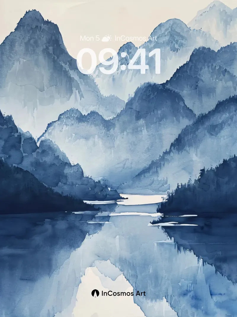 Mist-Silent Mountain Wallpaper with Mirror Lake