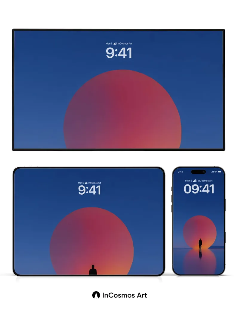 Silhouette Horizon Wallpaper with Floating Orb