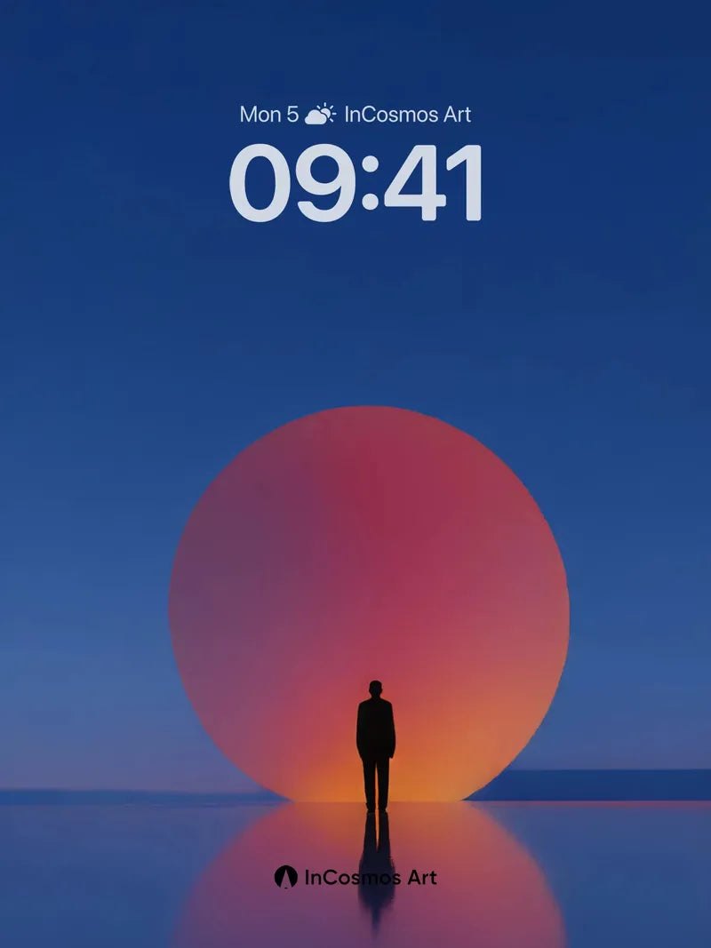 Silhouette Horizon Wallpaper with Floating Orb