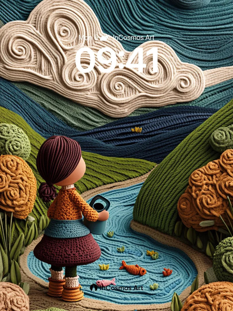 Knitted Sky Wallpaper with Woolen Clouds wallpaper for iPhone, iPad & Mac